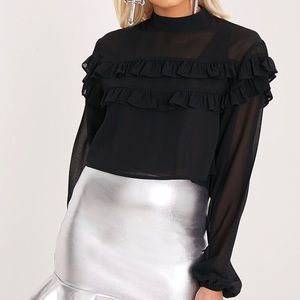 PLT POLLIANA RUFFLE CROPPED LONGSLEEVE BLOUSE